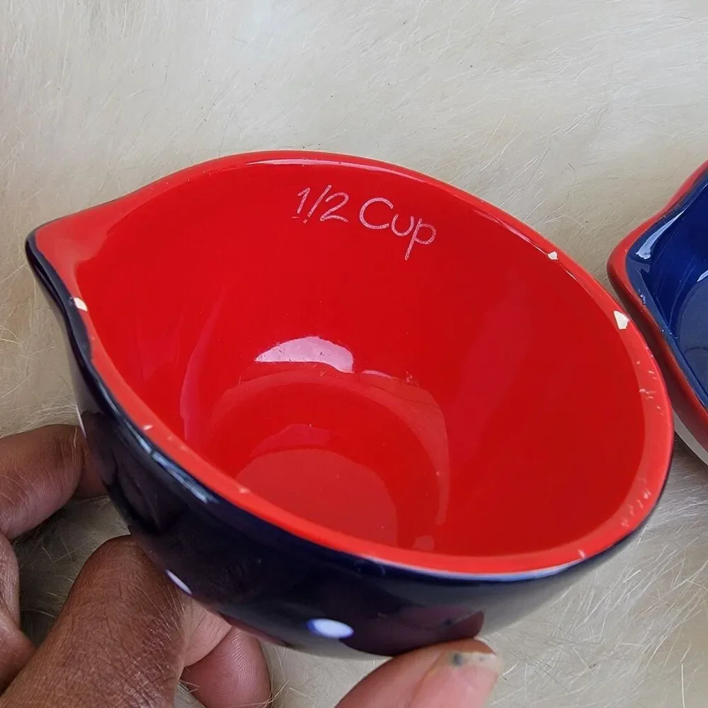 set of 3 Boston Warehouse red white & blue nesting bowl measuring cups